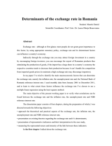Determinants of the exchange rate in Romania Abstract
