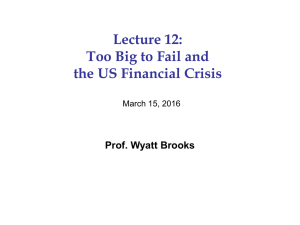Lecture 12: Too Big to Fail and the US Financial Crisis