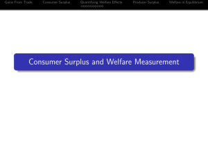 Consumer Surplus and Welfare Measurement Gains From Trade Consumer Surplus Quantifying Welfare Effects