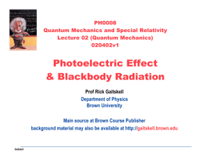 Photoelectric Effect &amp; Blackbody Radiation