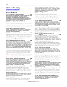 Statistics Department 2009-11 Cal Poly Catalog STAT–STATISTICS 454