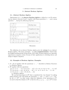 3. Abstract Boolean Algebras 3.1. Abstract Boolean Algebra.