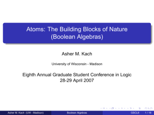 Atoms: The Building Blocks of Nature (Boolean Algebras) Asher M. Kach