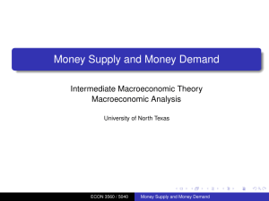 Money Supply and Money Demand Intermediate Macroeconomic Theory Macroeconomic Analysis