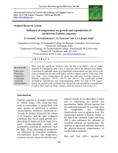 Influence of temperature on growth and reproduction of Eudrilus eugeniae