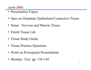   Presentation Topics Quiz on Glandular Epithelium/Connective Tissue