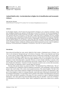 ZOOTAXA Animal biodiversity: An introduction to higher-level classification and taxonomic richness ZHI-QIANG ZHANG