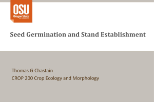 Seed Germination and Stand Establishment Thomas G Chastain