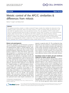 Meiotic control of the APC/C: similarities &amp; differences from mitosis Open Access