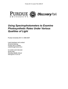 Using Spectrophotometers to Examine Photosynthetic Rates Under Various Qualities of Light
