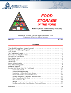 FOOD STORAGE IN THE HOME Contents