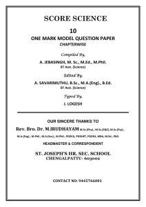 SCORE SCIENCE 10 ONE MARK MODEL QUESTION PAPER CHAPTERWISE