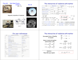 ε ω σ ω The interaction of radiation with matter For your references: