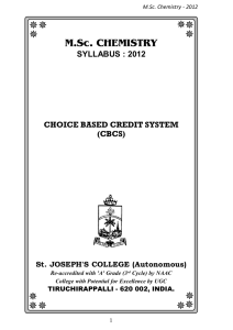M.Sc. CHEMISTRY ✵ SYLLABUS : 2012 CHOICE BASED CREDIT SYSTEM