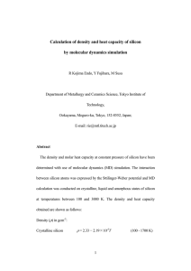 Calculation of density and heat capacity of silicon