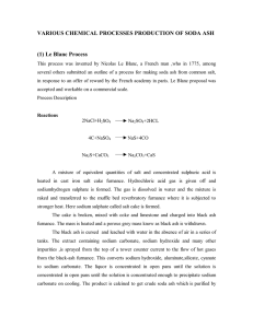 VARIOUS CHEMICAL PROCESSES PRODUCTION OF SODA ASH (1) Le Blanc Process