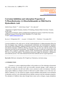 Corrosion Inhibition and Adsorption Properties of N-Phenylhydrazine-1,2-Dicarbothioamide on Mild Steel in