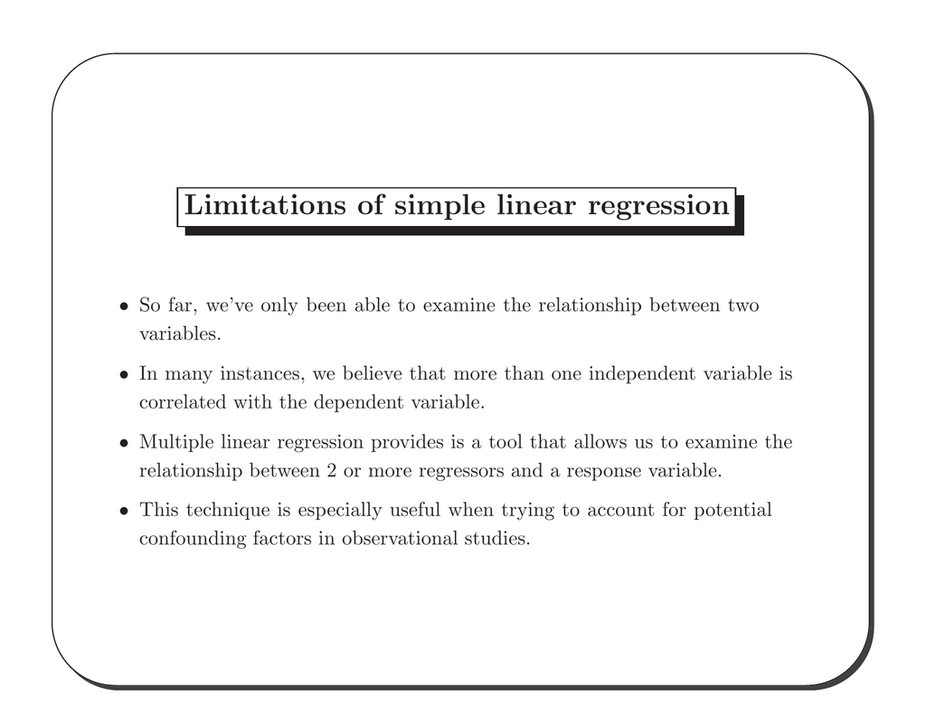 Limitations Of Simple Linear Regression