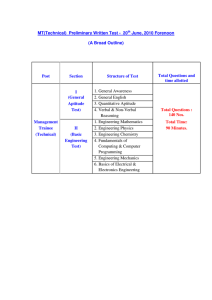 MT(Technical)  Preliminary Written Test -  20 June, 2010 Forenoon