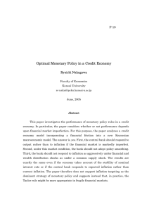 Optimal Monetary Policy in a Credit Economy F-19 Ryuichi Nakagawa