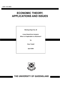 ECONOMIC THEORY, APPLICATIONS AND ISSUES