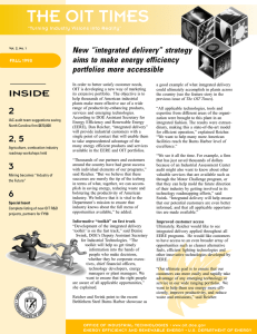 THE OIT TIMES New “integrated delivery” strategy aims to make energy efficiency