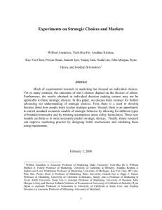 Experiments on Strategic Choices and Markets