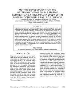 METHOD DEVELOPMENT FOR THE DETERMINATION OF TIN IN A MARINE