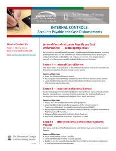 INTERNAL CONTROLS Accounts Payable and Cash Disbursements :