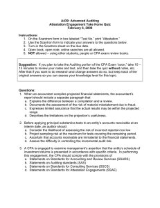 A439: Advanced Auditing Attestation Engagement Take Home Quiz February 6, 2008 Instructions:
