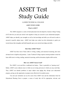 ASSET Test  Study Guide  LANIER TECHNICAL COLLEGE