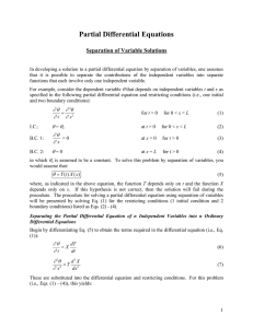 Partial Differential Equations  Separation of Variable Solutions