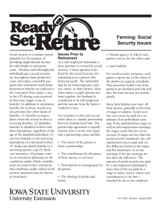 Farming: Social Security Issues Issues Prior to Retirement