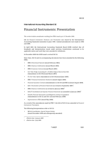 Financial Instruments: Presentation International Accounting Standard 32 IAS 32