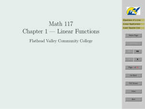Math 117 Chapter 1 — Linear Functions Flathead Valley Community College JJ