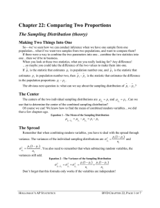 Chapter 22: Comparing Two Proportions The Sampling Distribution (theory)