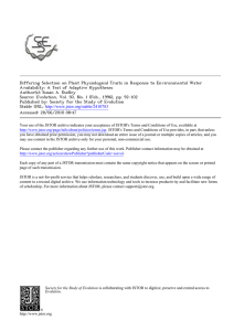 Differing Selection on Plant Physiological Traits in Response to Environmental... Availability: A Test of Adaptive Hypotheses