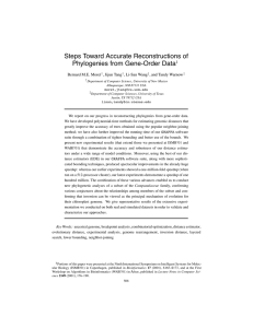 Steps Toward Accurate Reconstructions of Phylogenies from Gene-Order Data 1 Bernard M.E. Moret