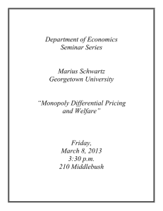 Department of Economics Seminar Series Marius Schwartz