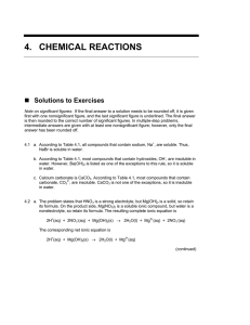 4. CHEMICAL REACTIONS  Solutions to Exercises
