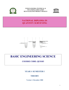 BASIC ENGINEERING SCIENCE  NATIONAL DIPLOMA IN QUANTITY SURVEYING