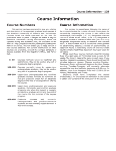 Course Information Course Numbers Course Information - 129