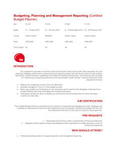 Budgeting, Planning and Management Reporting Budget Planner)