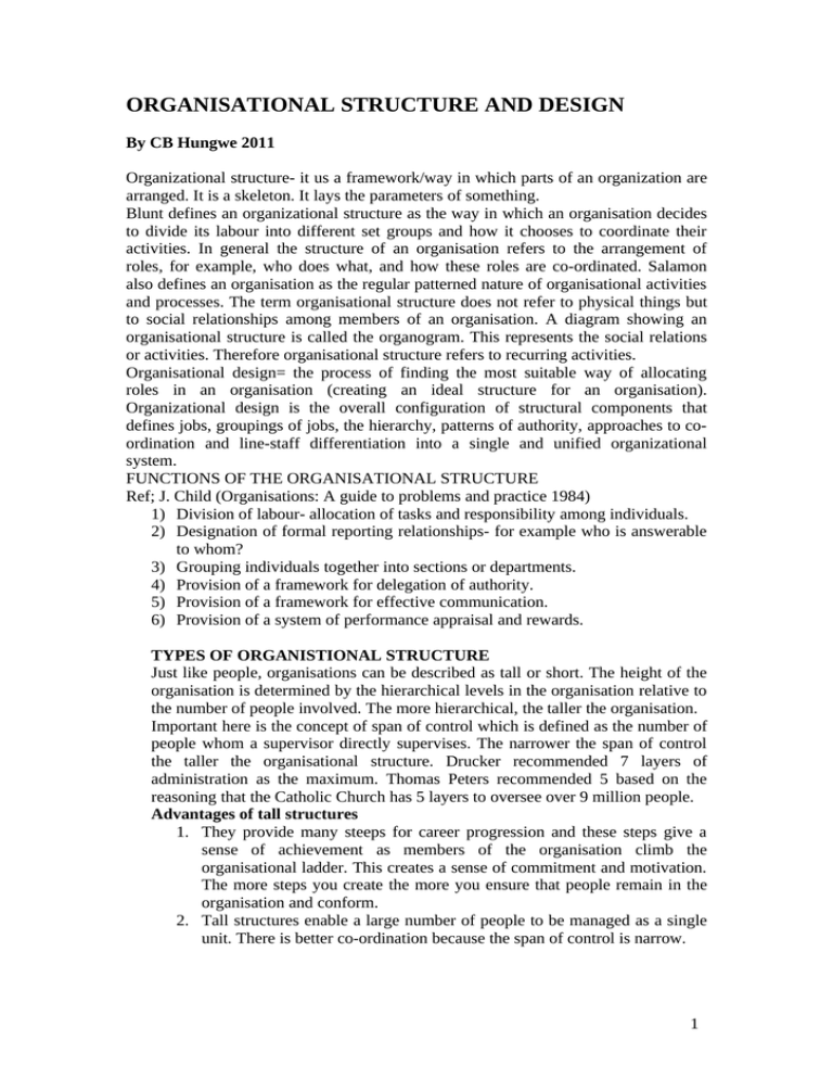 ORGANISATIONAL STRUCTURE AND DESIGN