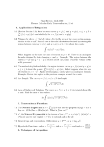Final Review, Math 1860 Thomas Calculus Early Transcendentals, 12 ed