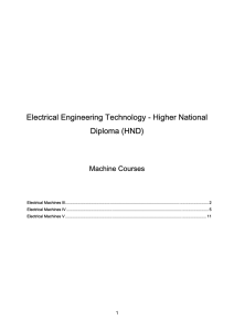 Electrical Engineering Technology - Higher National Diploma (HND)  Machine Courses