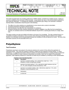 TECHNICAL NOTE TN 4.01 Chemical Resistance of Polyethylene and Elastomers