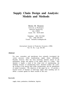 Supply Chain Design and Analysis: Models and Methods Benita M. Beamon