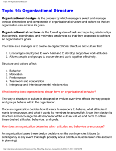 Topic 14: Organizational Structure