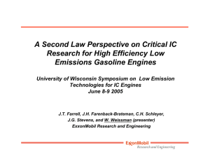 A Second Law Perspective on Critical IC Emissions Gasoline Engines